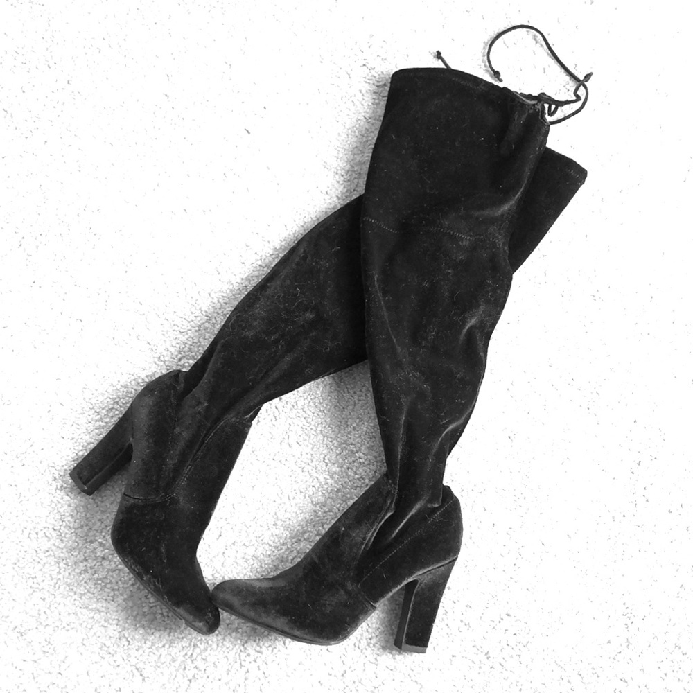 Black Over the Knee High Heel Boots